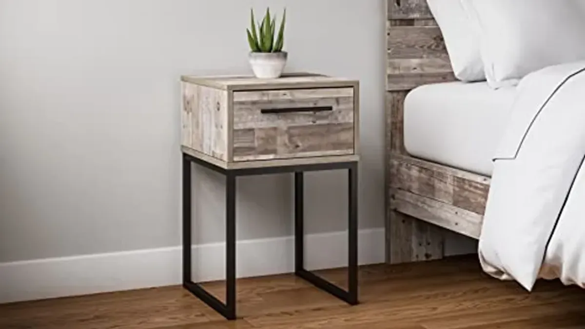 Signature Design by Ashley Neilsville 1 Drawer Night Stand Nightstand, 26" Tall, Light Brown