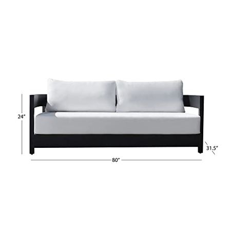 Abbyson Living Outdoor Sofa and Coffee Table, White