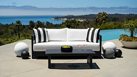 Abbyson Living Outdoor Sofa and Coffee Table, White