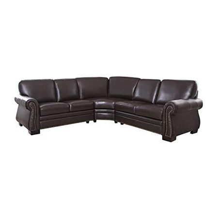 Abbyson Living Leather Sectional, Brown