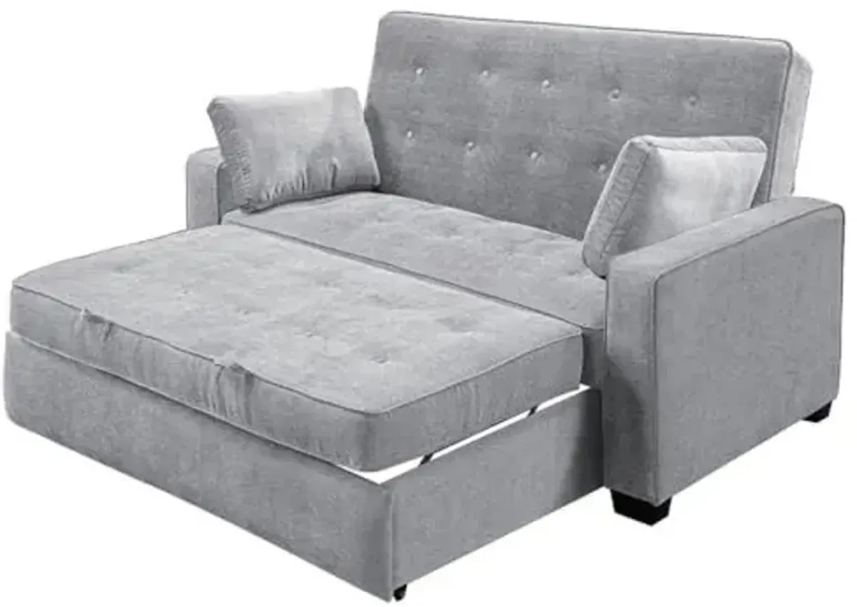 Lifestyle Solutions Ainsley Full Size Convertible Loveseat, Light Grey