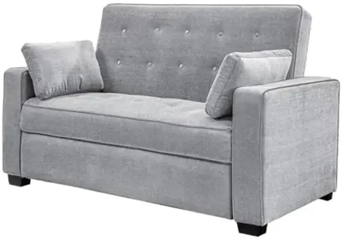 Lifestyle Solutions Ainsley Full Size Convertible Loveseat, Light Grey