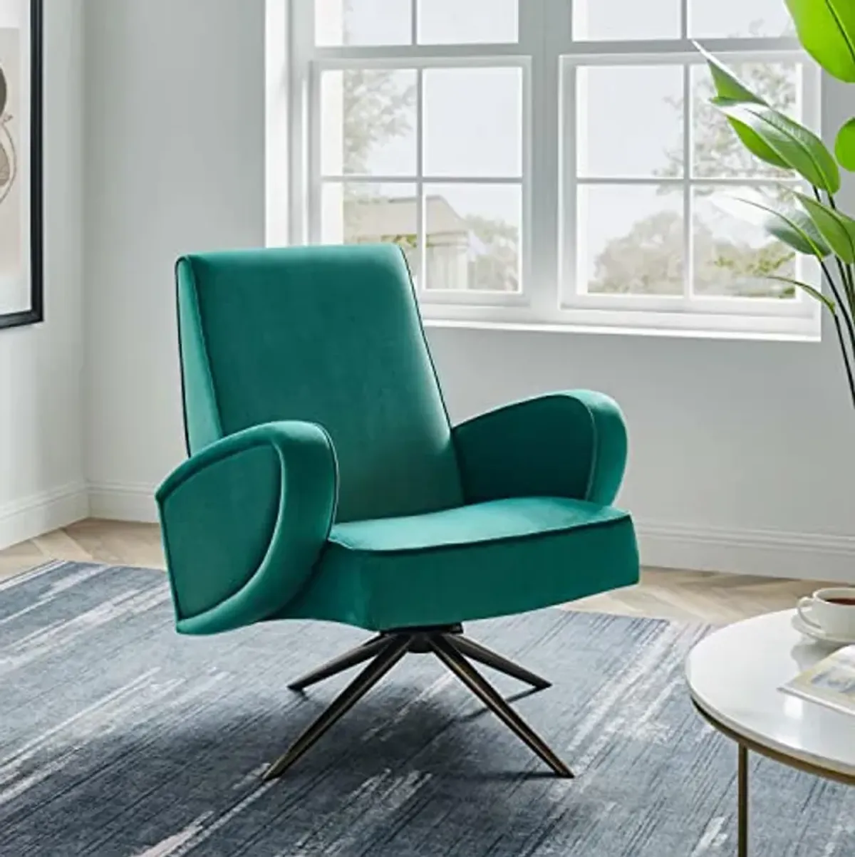 Modway Superior Performance Velvet Swivel Chair with Teal Finish EEI-5027-TEA