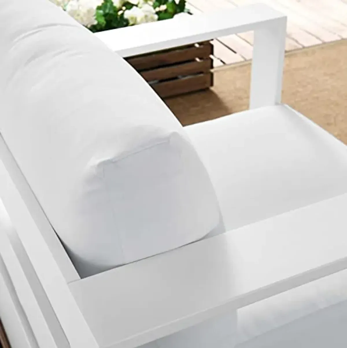 Modway Tahoe Modern Fabric/Aluminum Outdoor Armchair in White