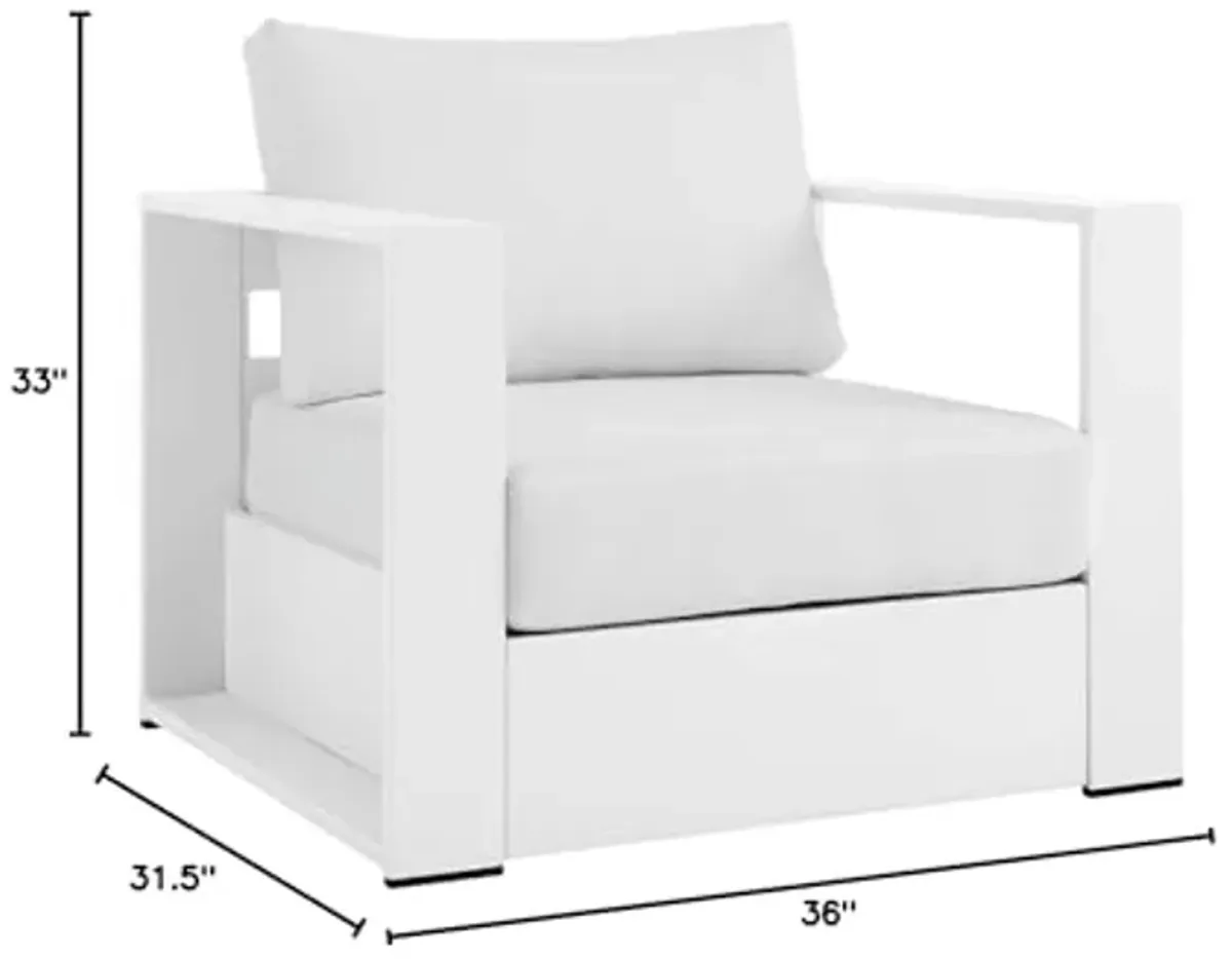 Modway Tahoe Modern Fabric/Aluminum Outdoor Armchair in White