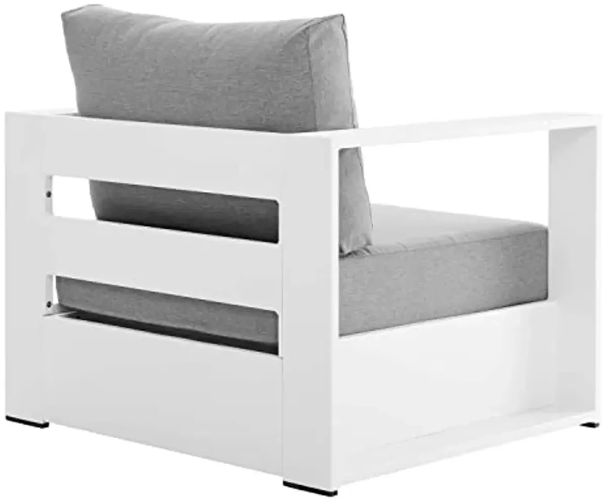 Modway Tahoe Modern Fabric/Aluminum Outdoor Armchair in White/Gray