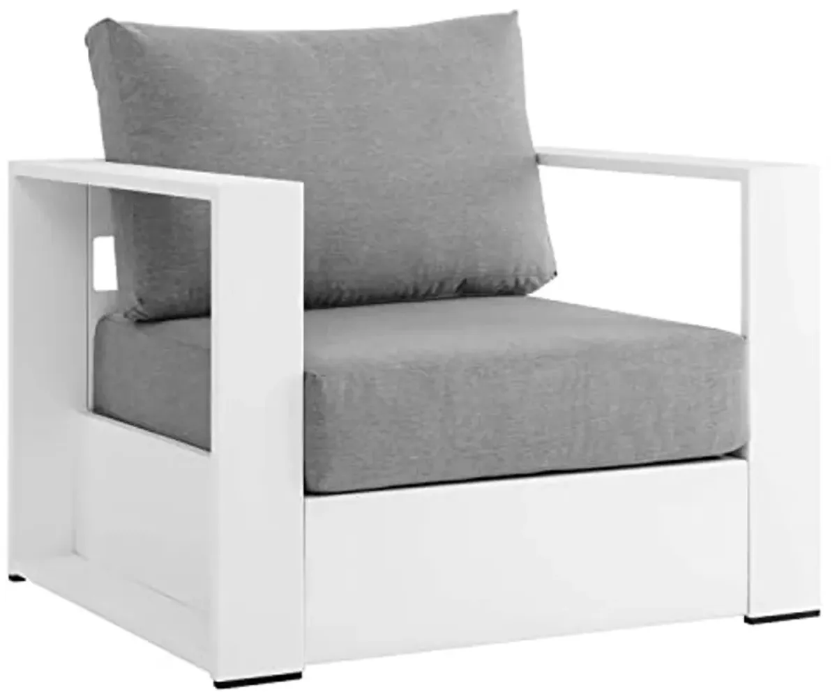 Modway Tahoe Modern Fabric/Aluminum Outdoor Armchair in White/Gray