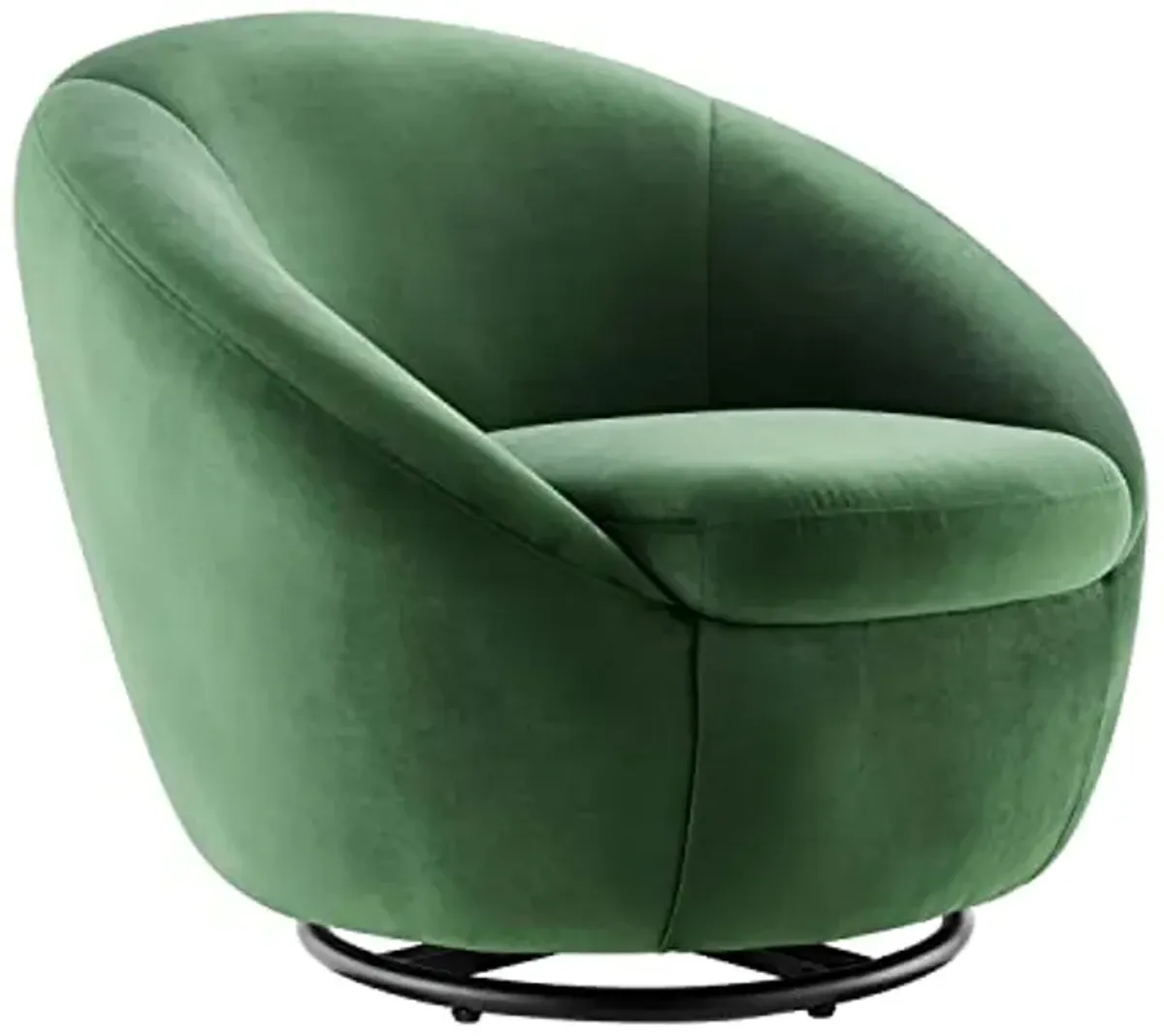 Modway Buttercup Performance Velvet Swivel Chair in Black/Emerald Green