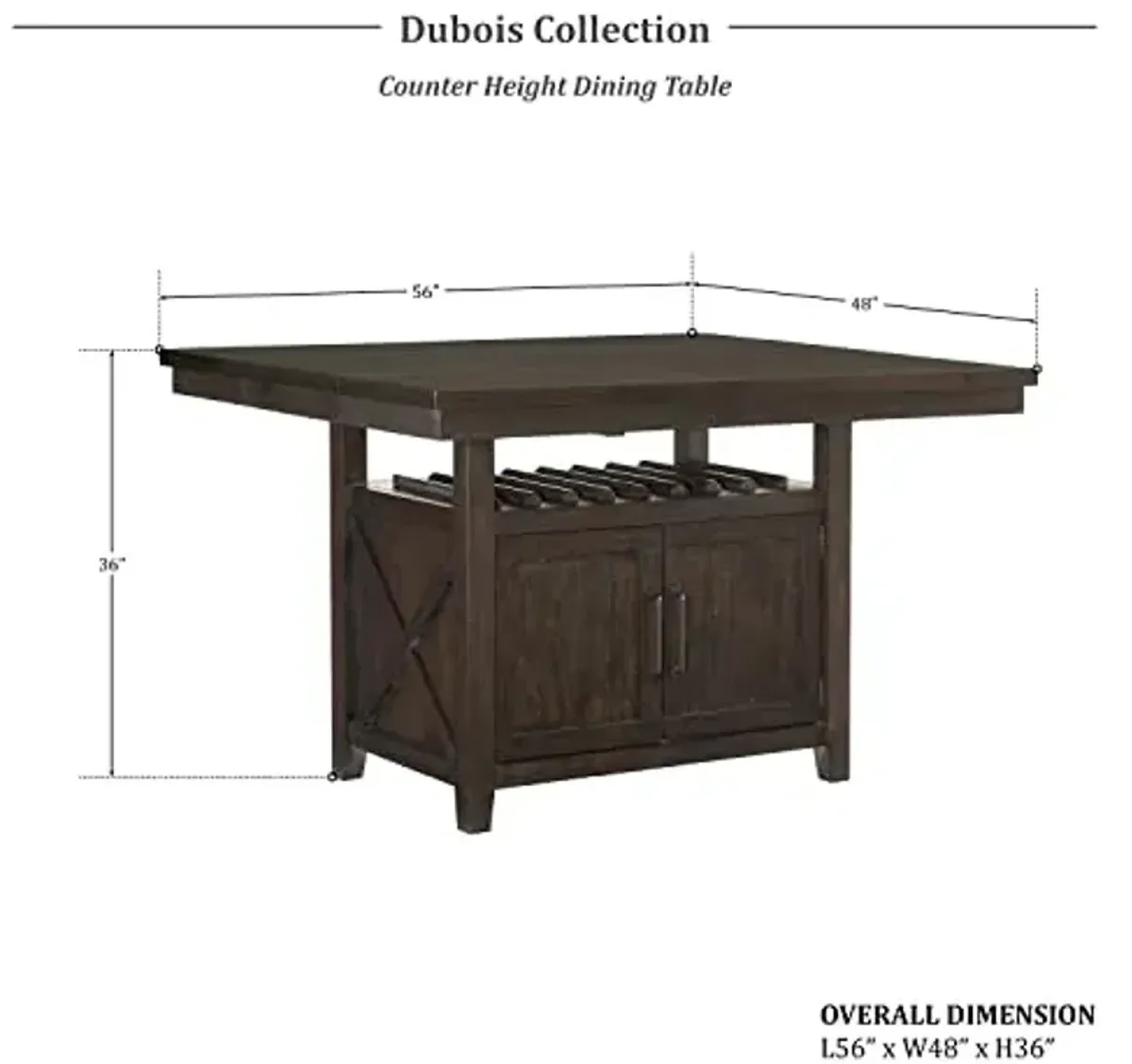 Lexicon Dubois 5-Piece Counter Height Dining Set, Distressed Dark Cherry/Espresso