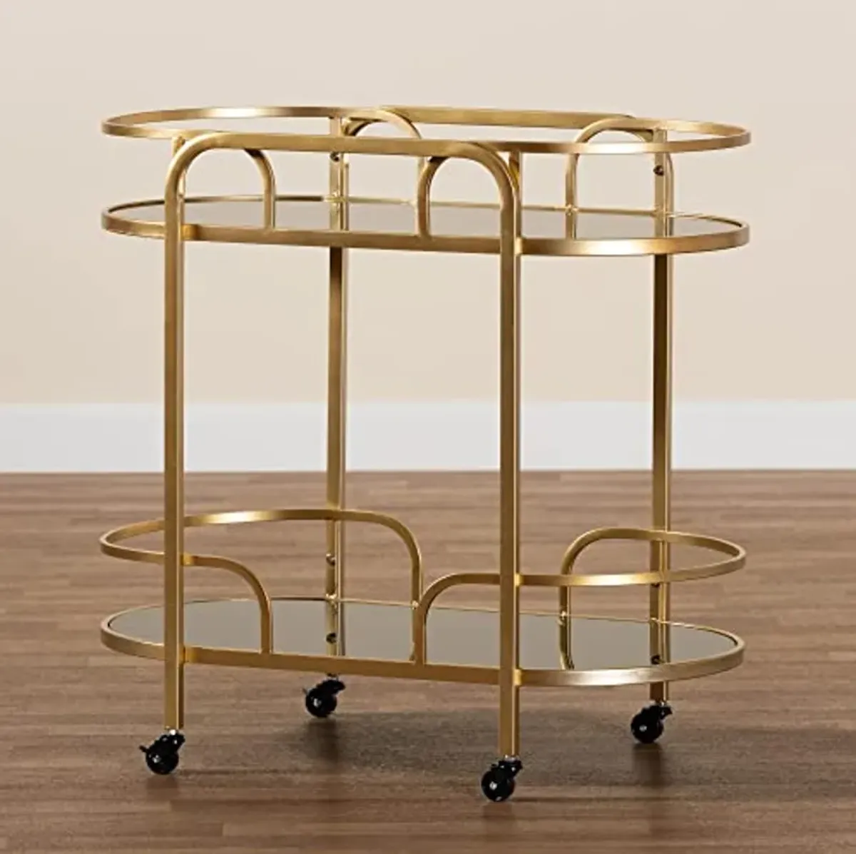 Baxton Studio Leighton Wine Cart, One Size, Gold