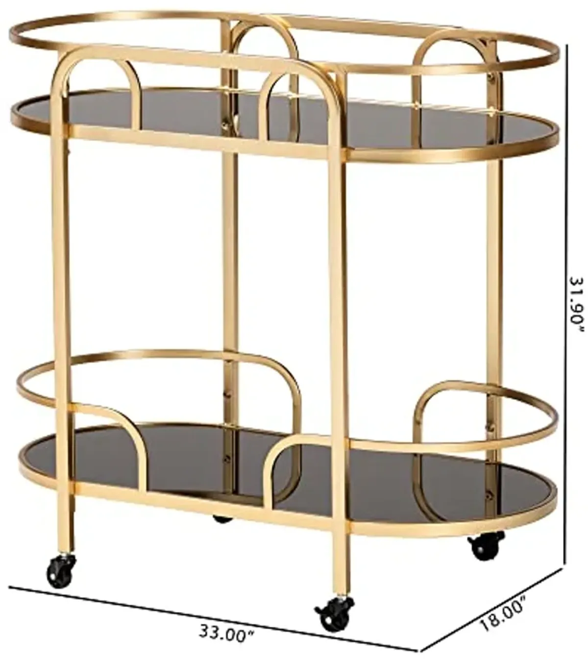 Baxton Studio Leighton Wine Cart, One Size, Gold