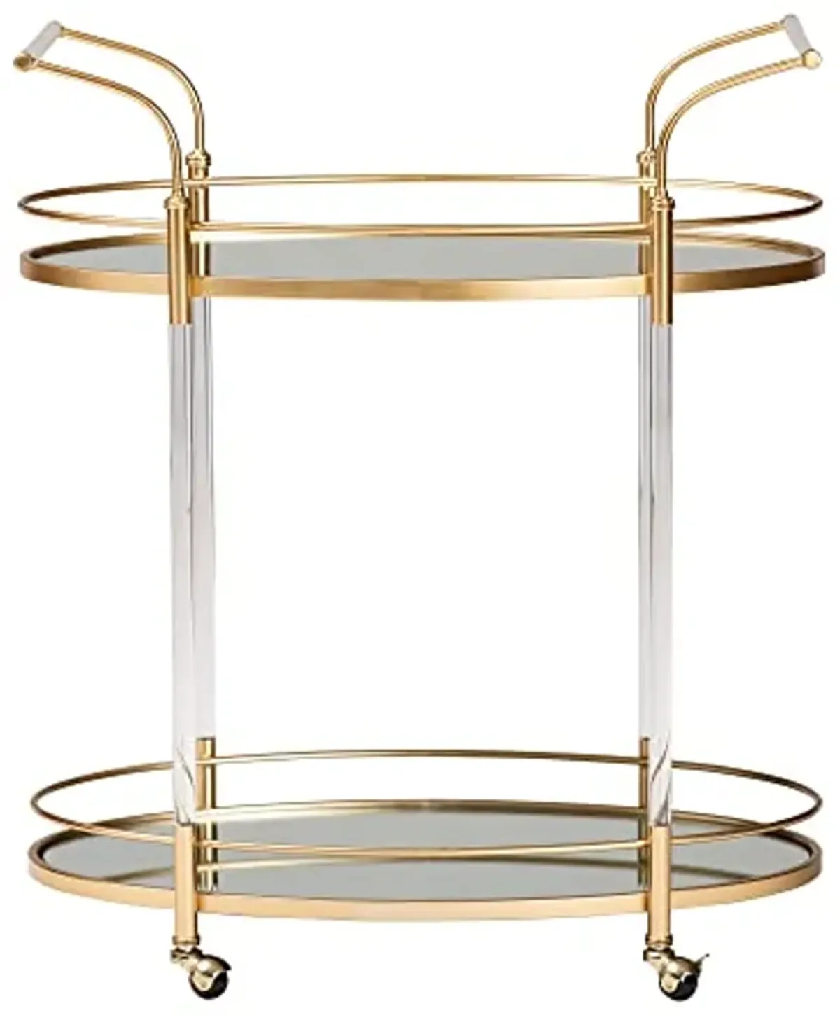 Baxton Studio Nakano Wine Cart, One Size, Gold/Mirror