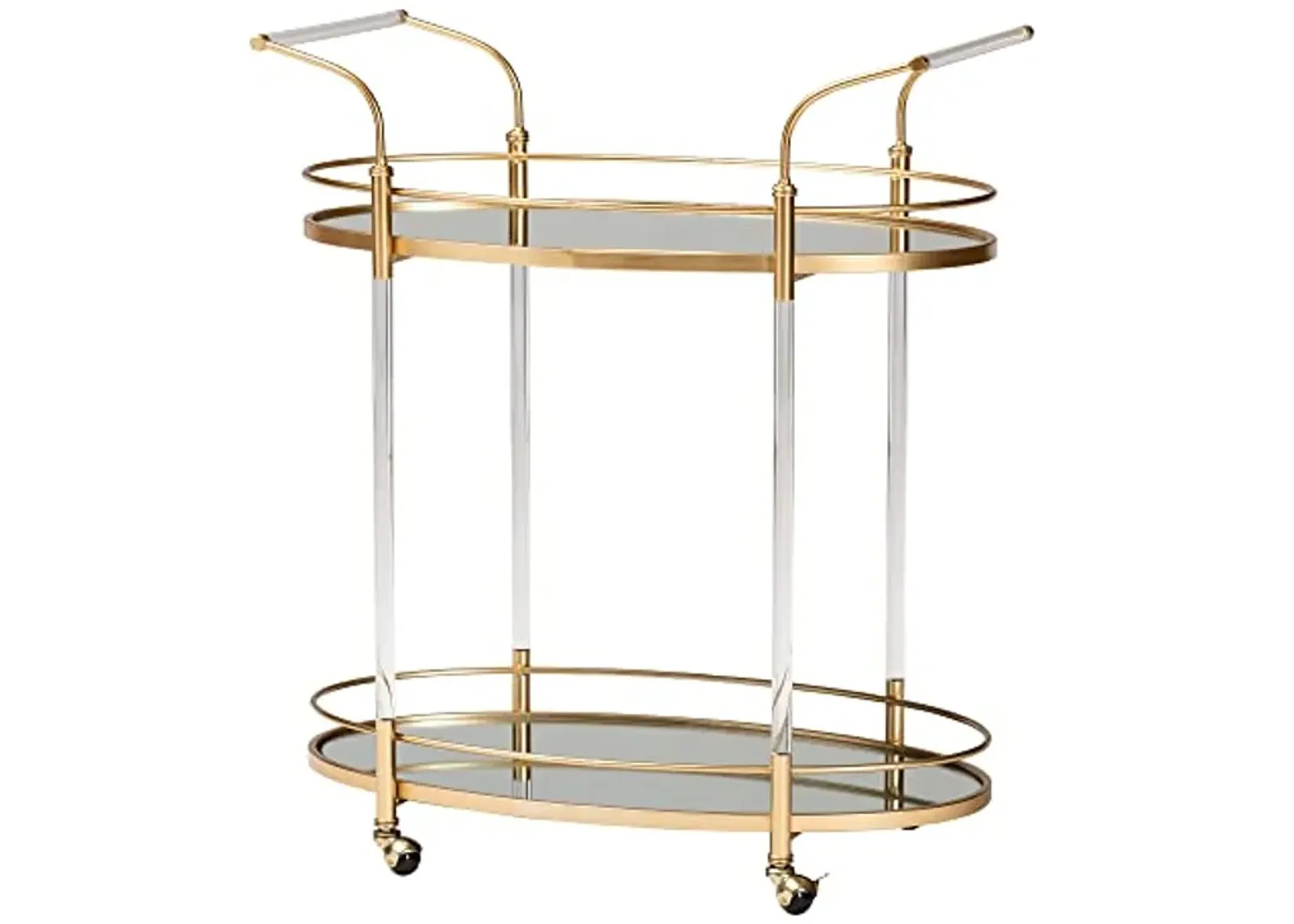 Baxton Studio Nakano Wine Cart, One Size, Gold/Mirror