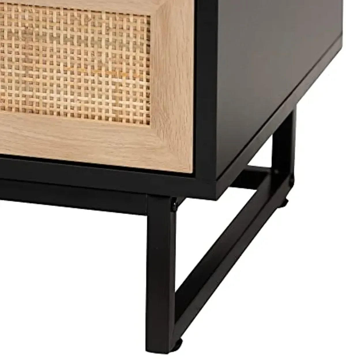 Baxton Studio Declan End Table, 2-Drawer, Espresso Brown/Black