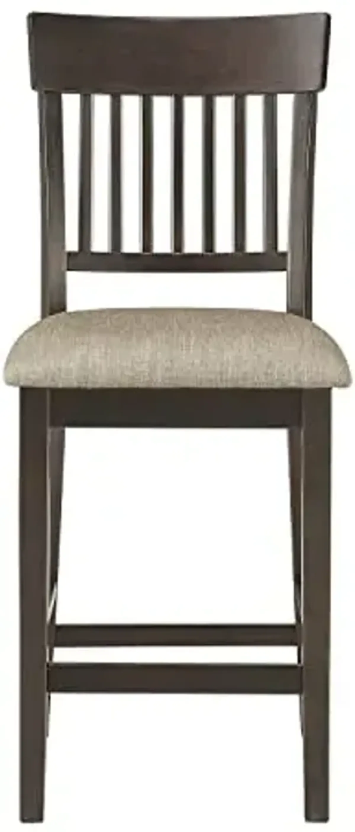 Baronscourt Counter Stools Set of 2 - Upholstered Stool Padded Seat Height 25.5", Slat Back Counter Height Kitchen Chairs, Sturdy Solid Wood Frame, Footrest, Transitional, Easy Assembly, Dark Brown