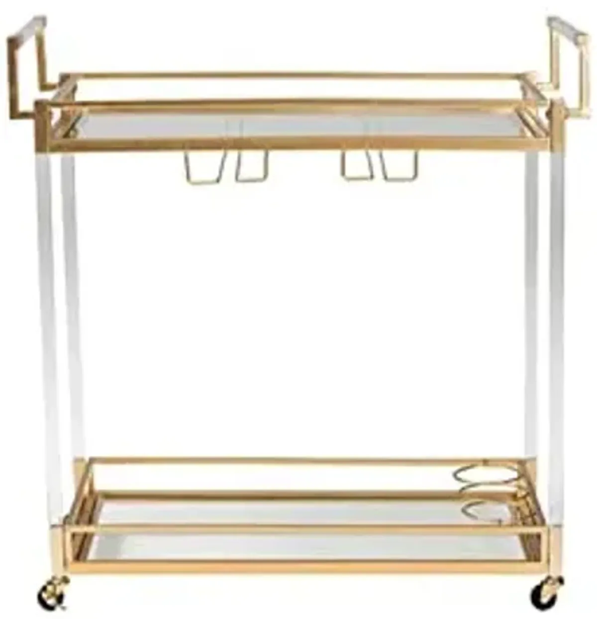 Baxton Studio Savannah Contemporary Glam and Luxe Gold Metal and Glass Wine Cart