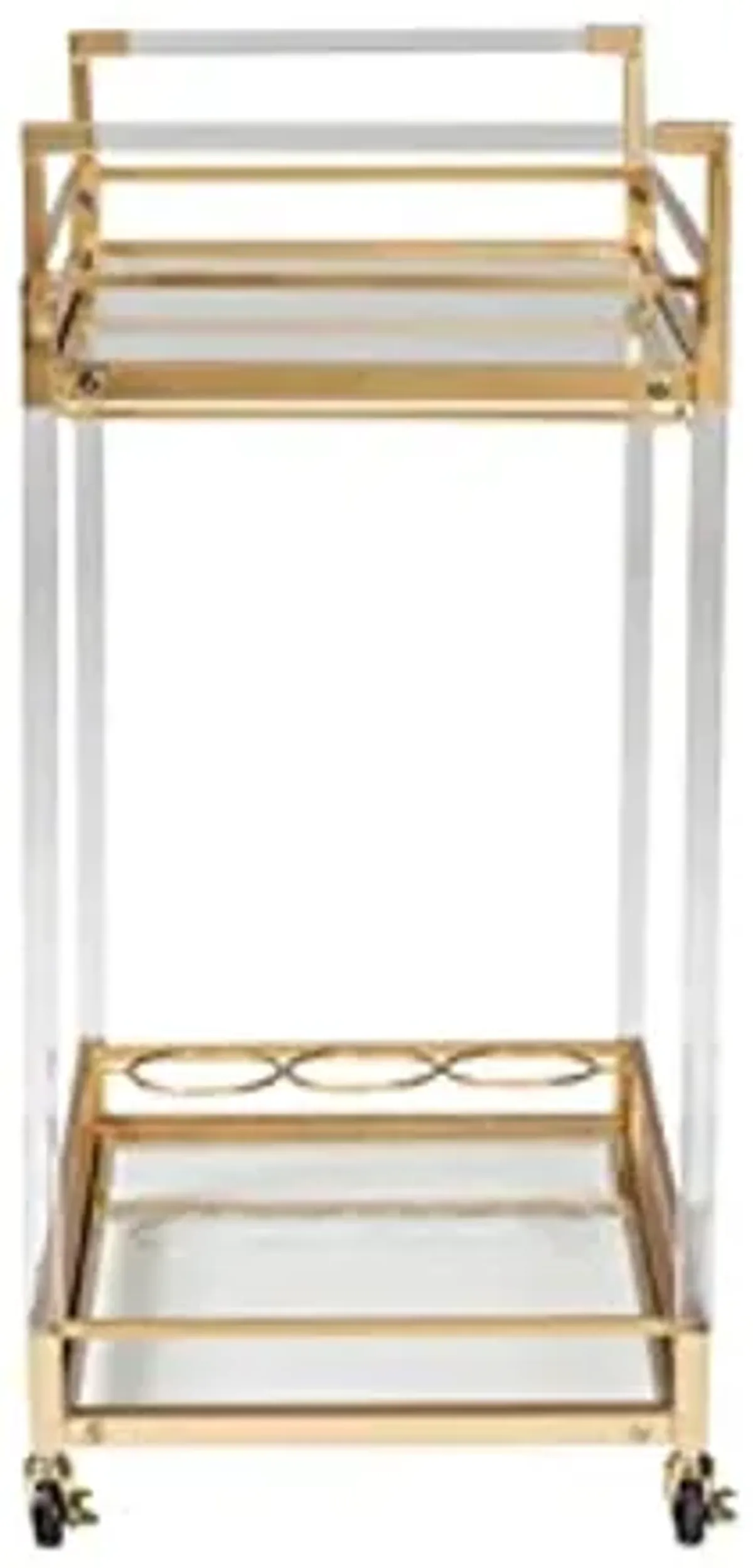 Baxton Studio Savannah Contemporary Glam and Luxe Gold Metal and Glass Wine Cart