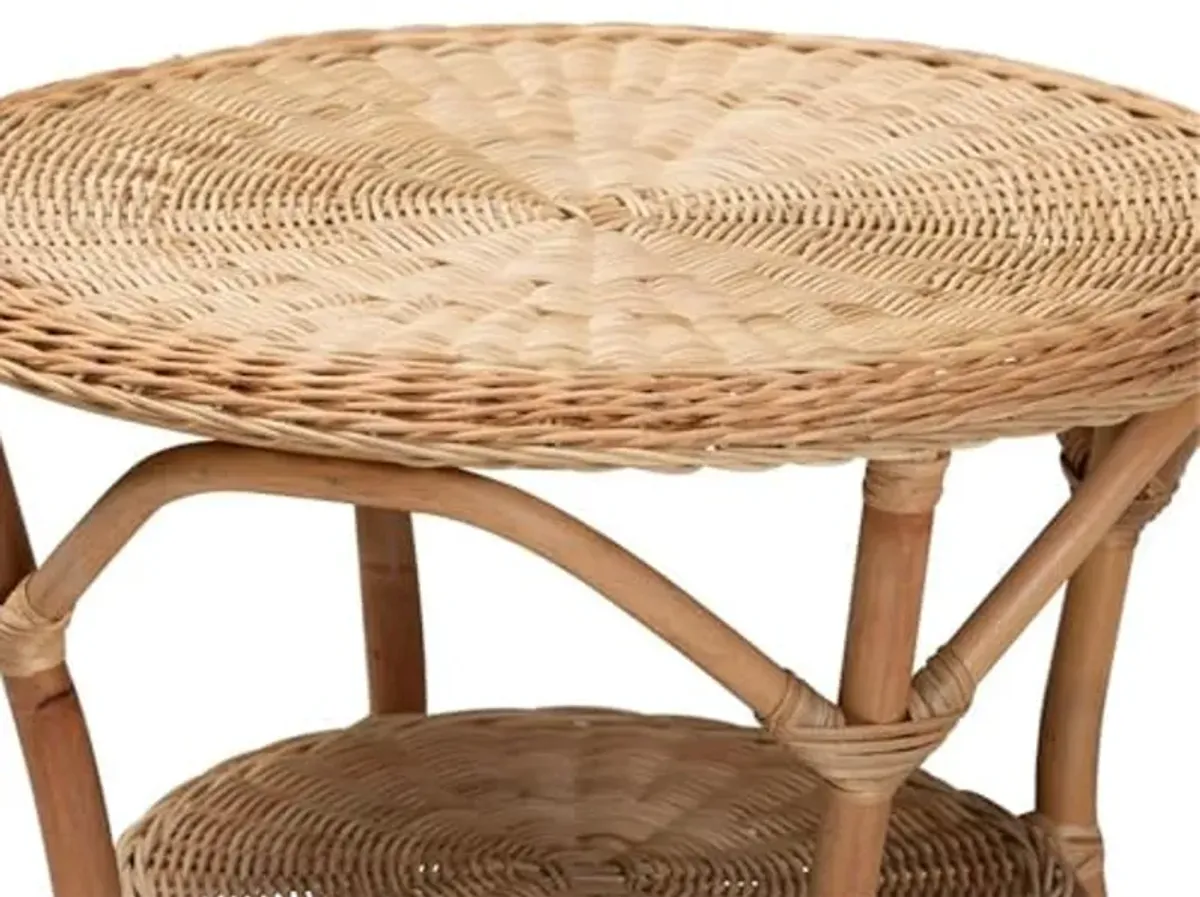 Baxton Studio Abbey Modern Bohemian Natural Brown Antique Rattan Coffee Table