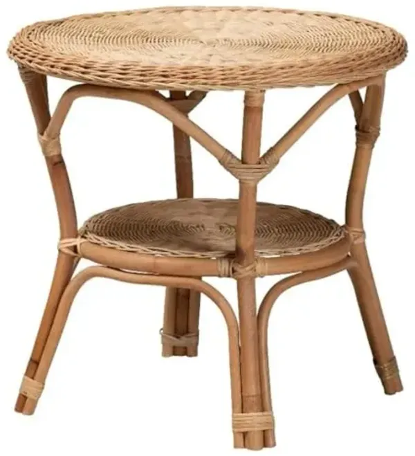 Baxton Studio Abbey Modern Bohemian Natural Brown Antique Rattan Coffee Table