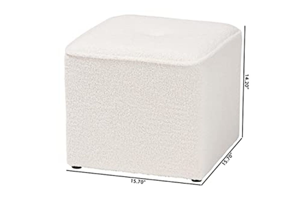 Baxton Studio Isaiah Modern and Contemporary Ivory Boucle Upholstered Ottoman