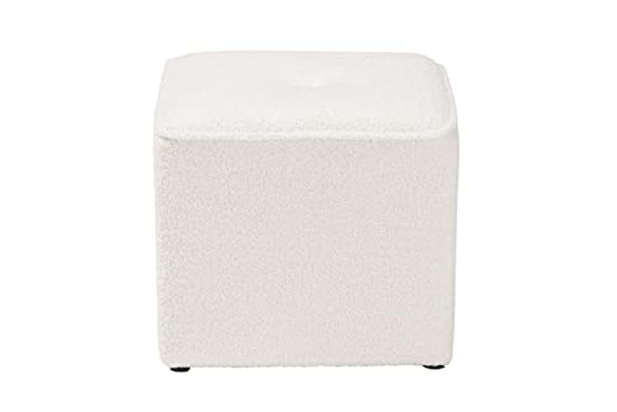 Baxton Studio Isaiah Modern and Contemporary Ivory Boucle Upholstered Ottoman