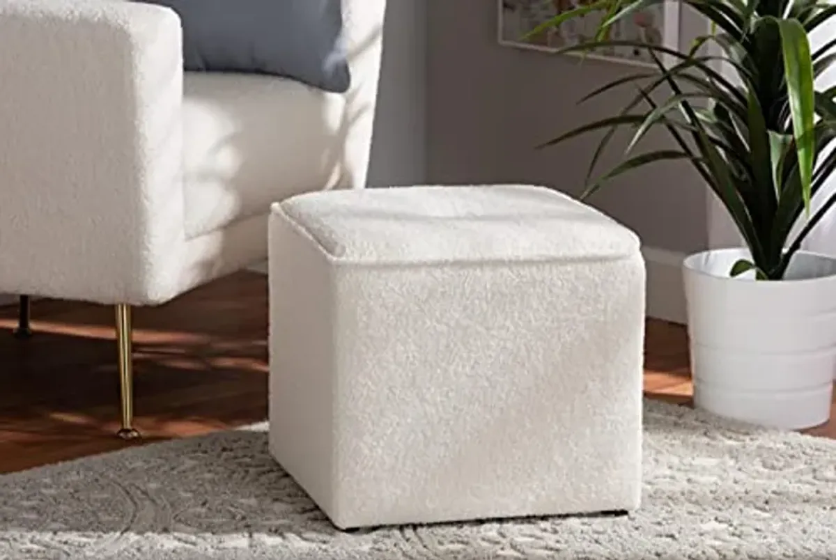 Baxton Studio Isaiah Modern and Contemporary Ivory Boucle Upholstered Ottoman