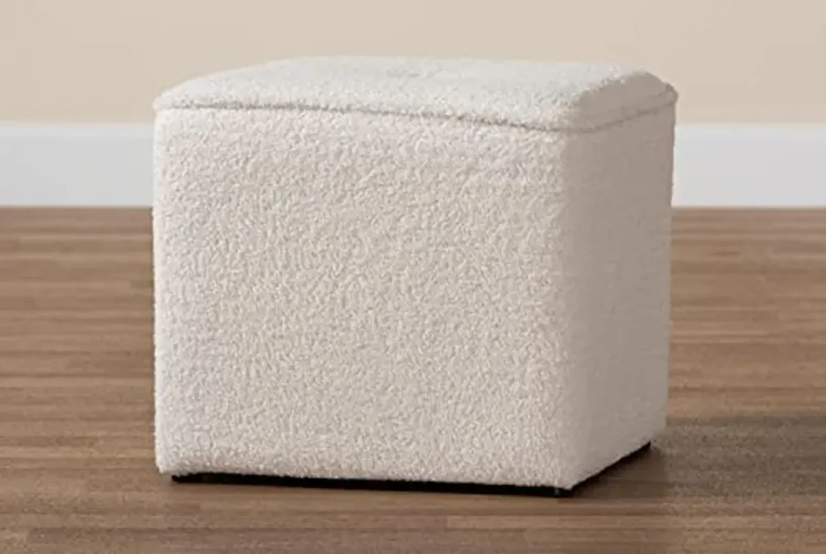 Baxton Studio Isaiah Modern and Contemporary Ivory Boucle Upholstered Ottoman