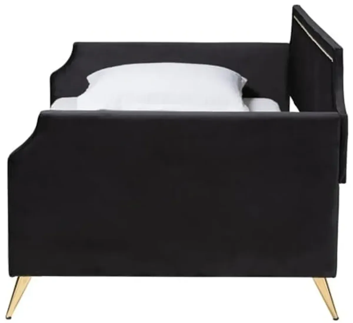 Baxton Studio Pita Black Velvet and Gold Metal Twin Size Daybed