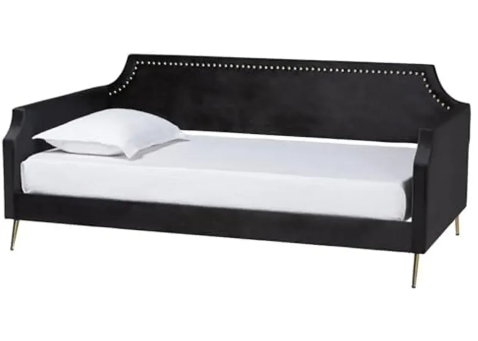 Baxton Studio Pita Black Velvet and Gold Metal Twin Size Daybed