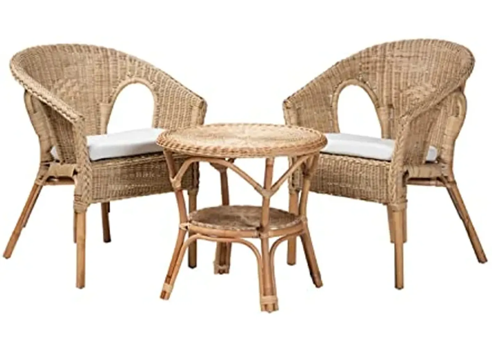 Baxton Studio Abbey Modern Bohemian Natural Brown Antique Rattan 3-Piece Living Room Set