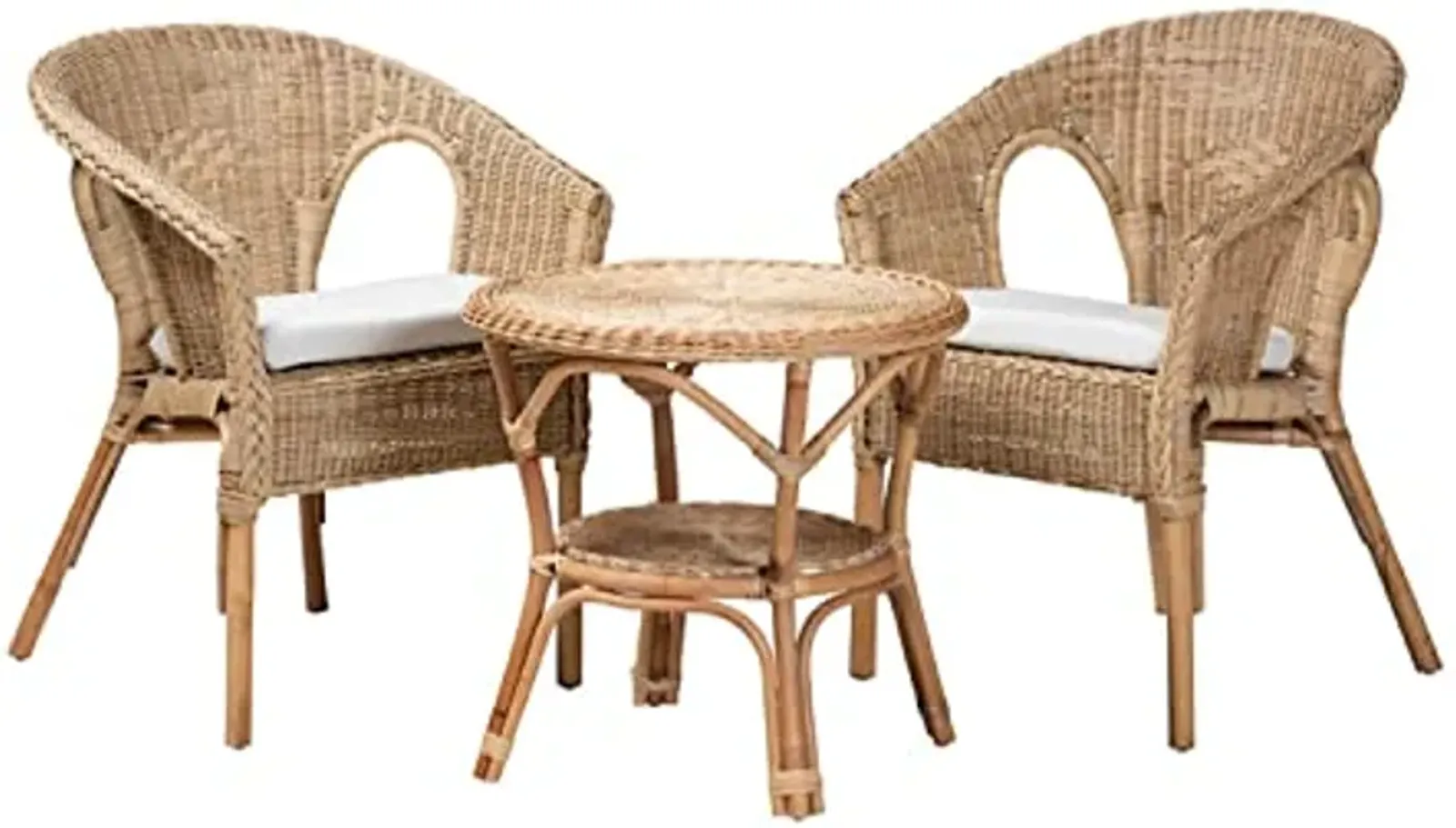 Baxton Studio Abbey Modern Bohemian Natural Brown Antique Rattan 3-Piece Living Room Set