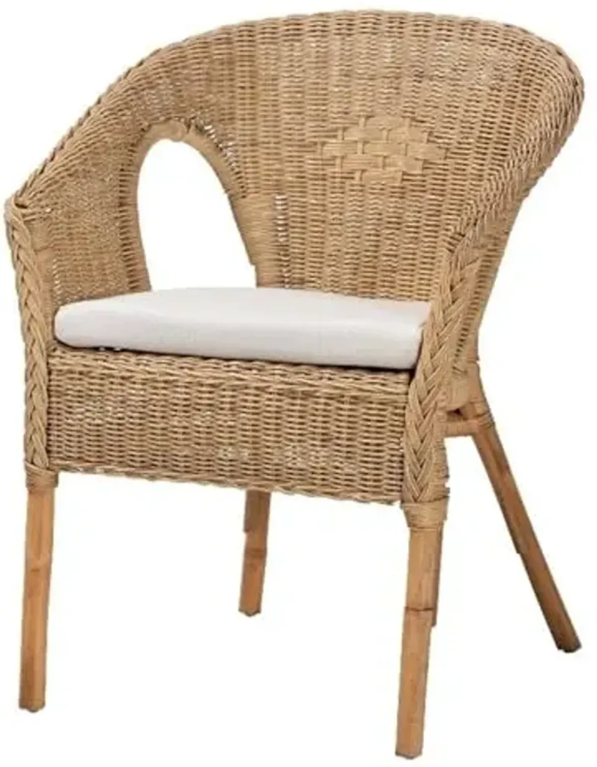 Baxton Studio Abbey Modern Bohemian Natural Brown Antique Rattan Dining Chair
