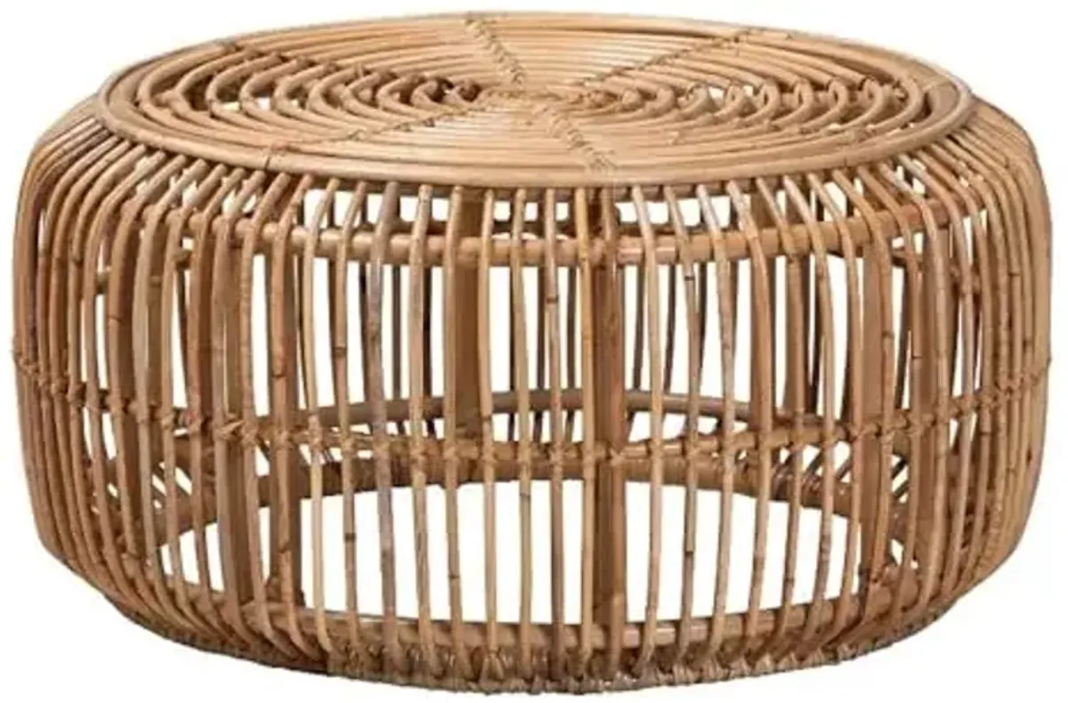 Baxton Studio Aliane Modern Bohemian Natural Brown Antique Rattan Coffee Table Brown/Rattan