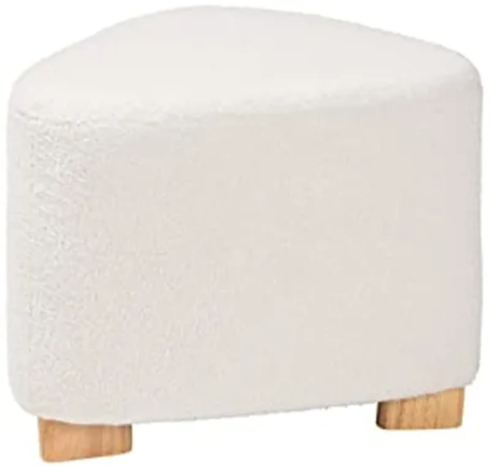 Baxton Studio Brielle Modern and Contemporary Ivory Boucle Upholstered and Natural Brown Finished Wood Ottoman