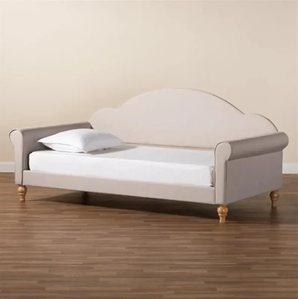 Baxton Studio Chaise Light Grey Fabric and Brown Finished Wood Twin Size Daybed