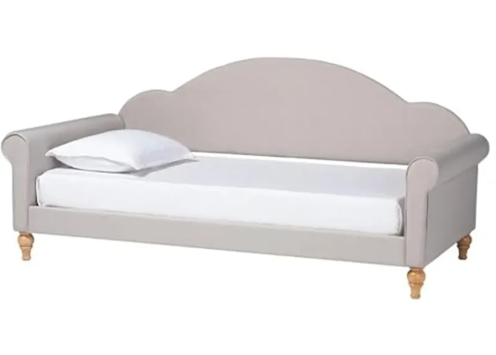 Baxton Studio Chaise Light Grey Fabric and Brown Finished Wood Twin Size Daybed