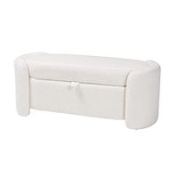 Baxton Studio Oakes Ivory Boucle Upholstered Storage Bench