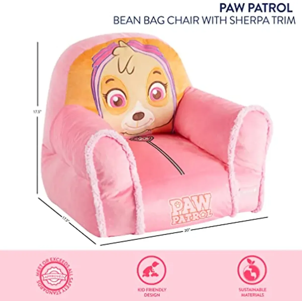 Idea Nuova Paw Patrol Skye Bean Bag Sofa Chair Large