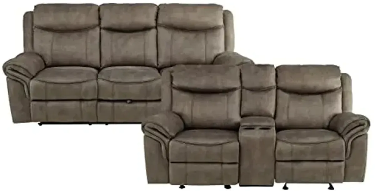 Lexicon Whirlaway Manual Reclining Living Room Sofa Set, 2-Piece, Brown