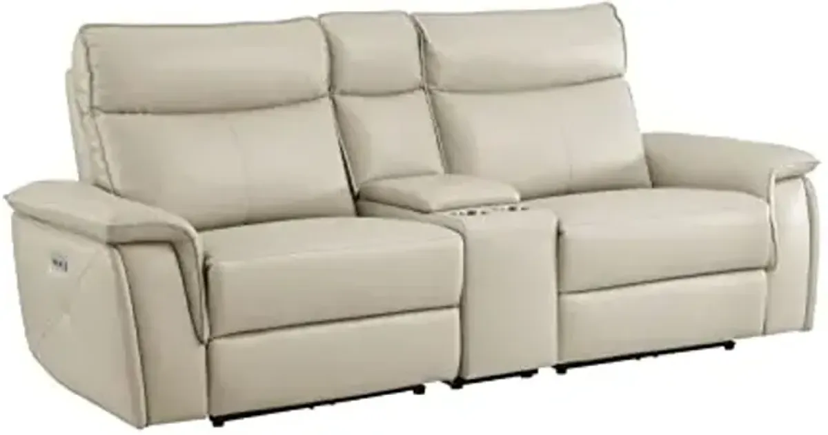 Lexicon Raelynn Power Double Reclining Loveseat with Center Console, Taupe