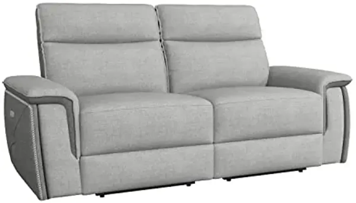 Lexicon Raelynn Power Double Reclining Loveseat, Light Gray/Dark Gray