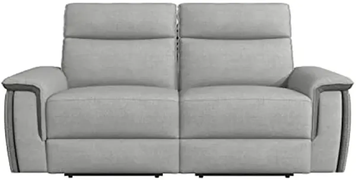 Lexicon Raelynn Power Double Reclining Loveseat, Light Gray/Dark Gray