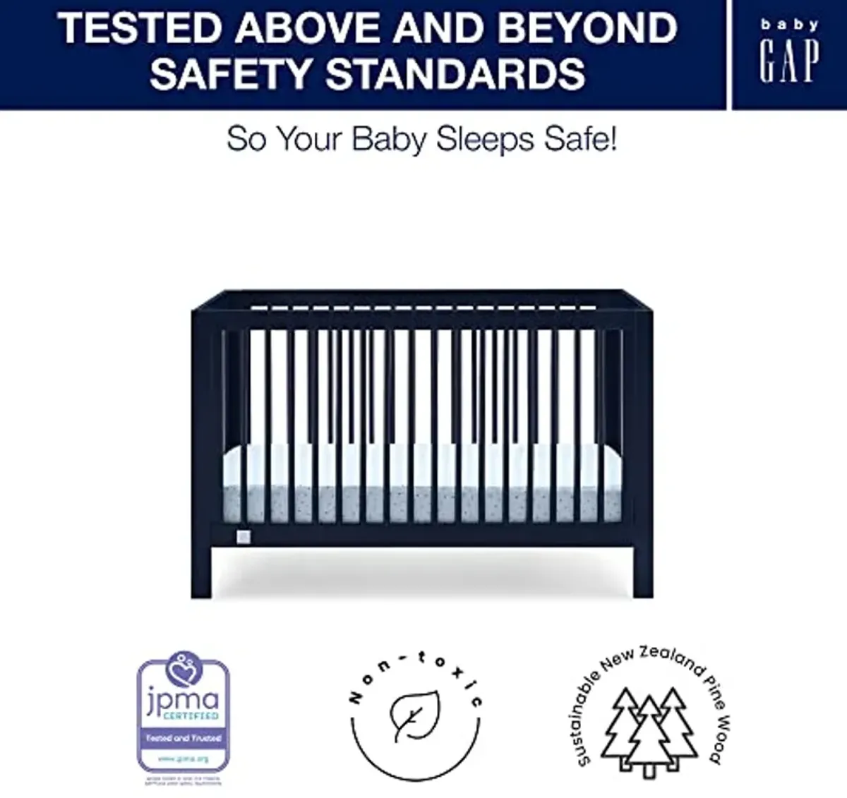 GAP babyGap Charlie 6-in-1 Convertible Crib - Greenguard Gold Certified, Navy