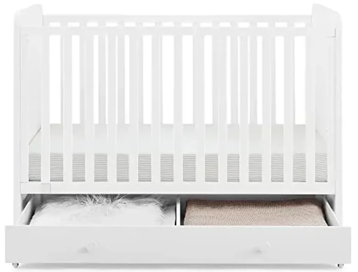 GAP babyGap Graham 4-in-1 Convertible Crib with Storage Drawer - Greenguard Gold Certified, Bianca White