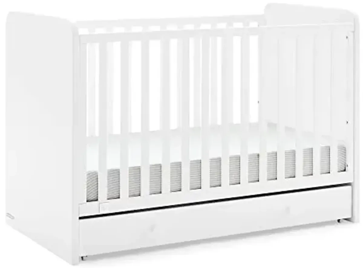 GAP babyGap Graham 4-in-1 Convertible Crib with Storage Drawer - Greenguard Gold Certified, Bianca White