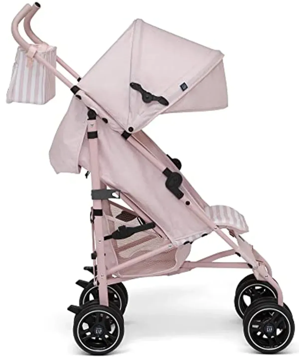 babyGap Classic Stroller - Lightweight Stroller with Recline, Compact Fold & Removable Parent Organizer - Made with Sustainable Materials, Pink Stripes