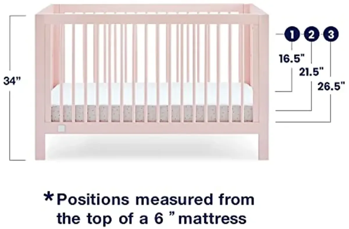 GAP babyGap Charlie 6-in-1 Convertible Crib - Greenguard Gold Certified, Blush Pink