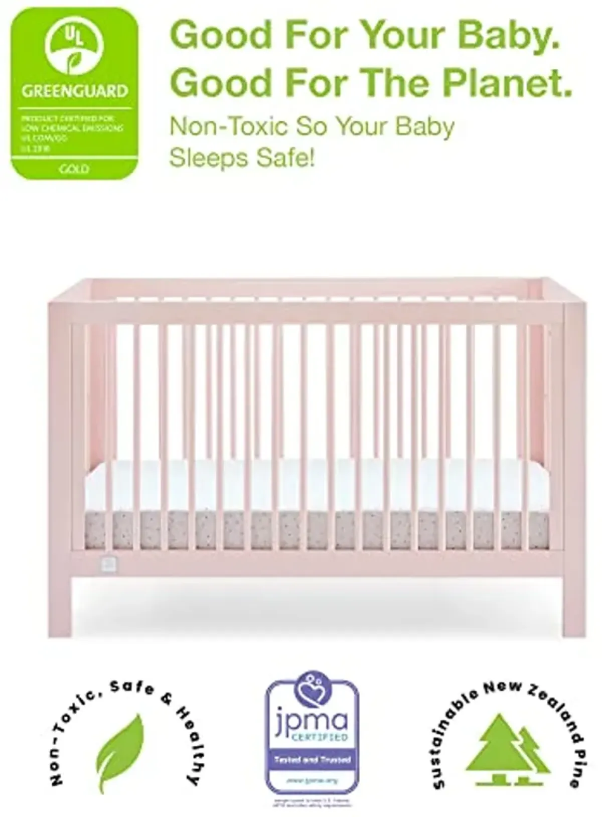 GAP babyGap Charlie 6-in-1 Convertible Crib - Greenguard Gold Certified, Blush Pink