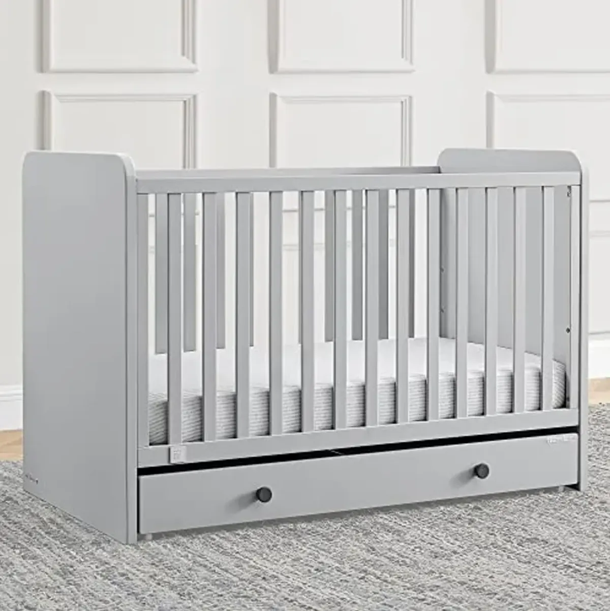 GAP babyGap Graham 4-in-1 Convertible Crib with Storage Drawer - Greenguard Gold Certified, Grey/Dark Grey