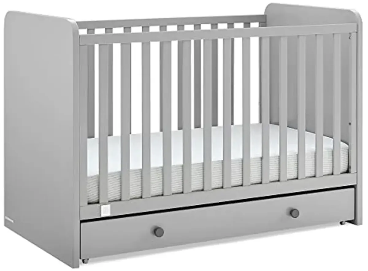 GAP babyGap Graham 4-in-1 Convertible Crib with Storage Drawer - Greenguard Gold Certified, Grey/Dark Grey